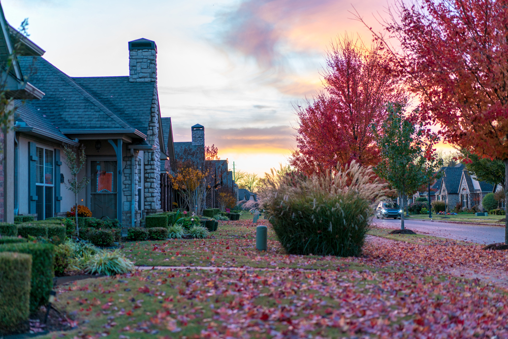 A residential neighborhood in Arkansas full of homes bought with mortgage loans.